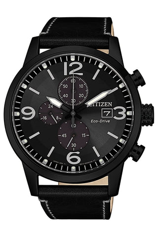 Citizen Eco-Drive Men's Chronograph Black Dial Black Strap Watch CA0617-29E (P)