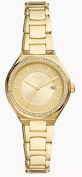 FOSSIL Eevie Three-Hand Date Gold-Tone Stainless Steel Watch BQ3801