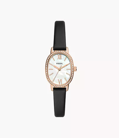 Fossil Penny Three-Hand Black Leather Watch BQ3974 (P)