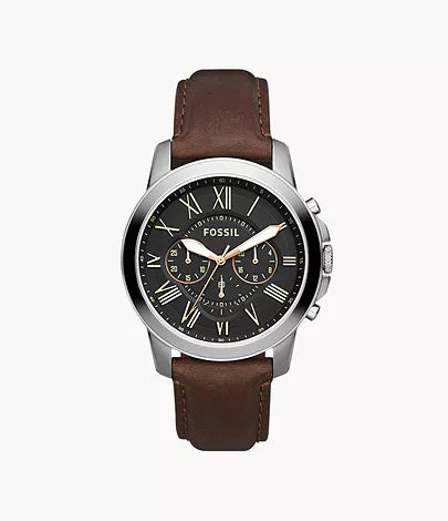 Fossil Grant Chronograph Brown Leather Watch FS4813