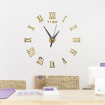 Frameless Large 3D Wall Clock, Roman Numerals, Coffee Brown