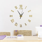 Frameless Large 3D Wall Clock, Roman Numerals, Coffee Brown
